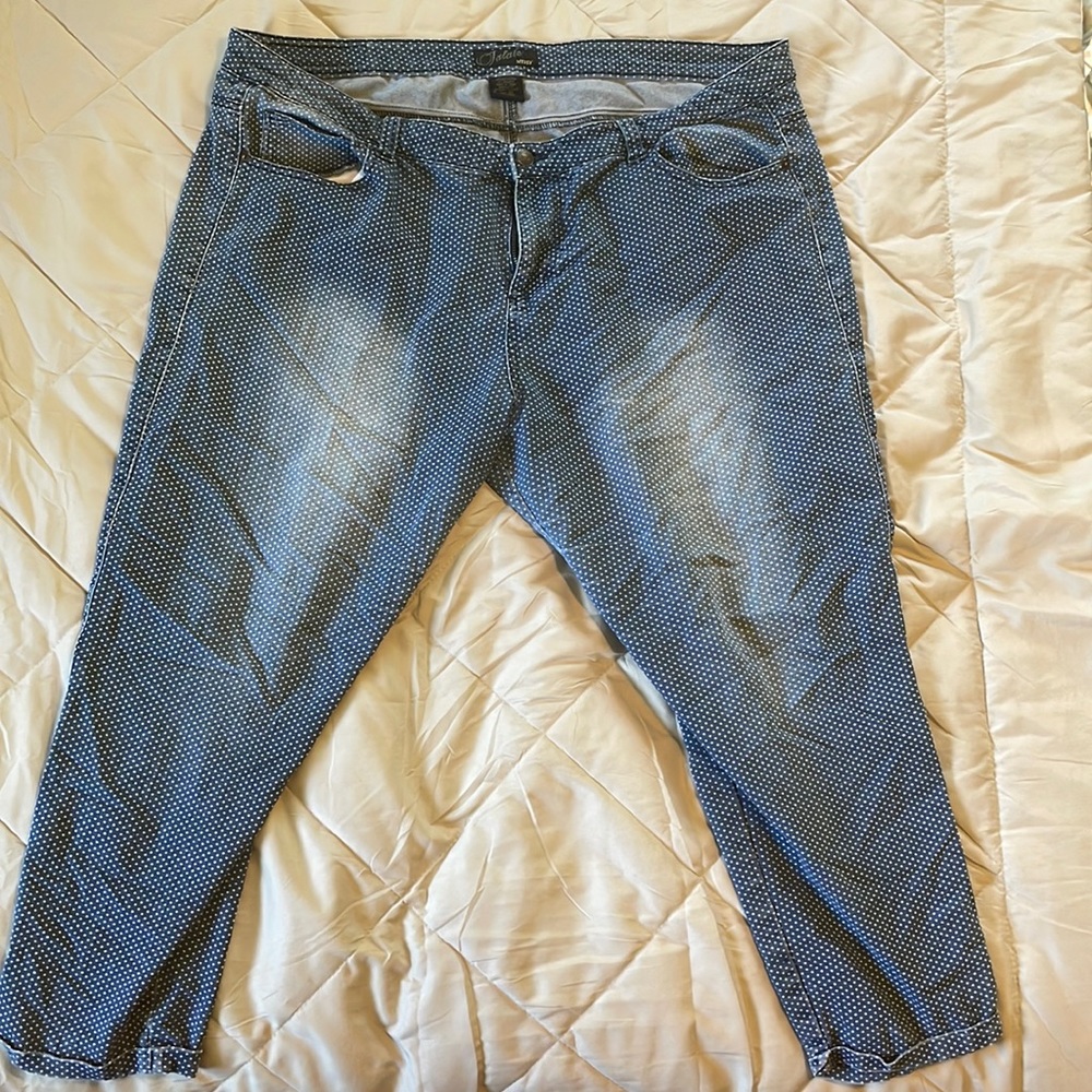 Fun pin dot capri jeans, plus size 24